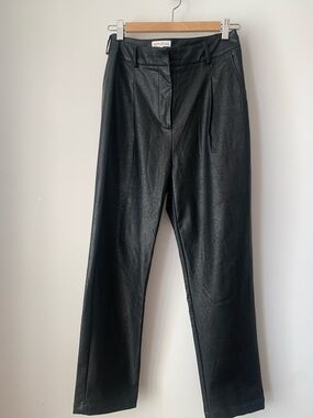 Elegant Black Women's Trousers Faux leather